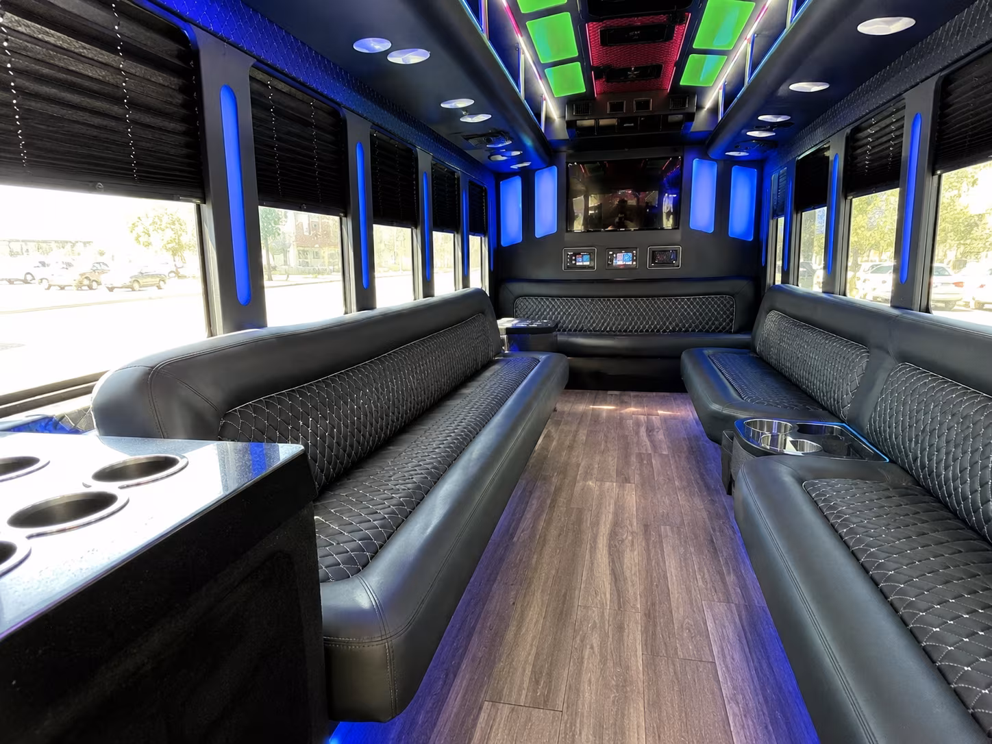 franklin 15 passenger party bus inside