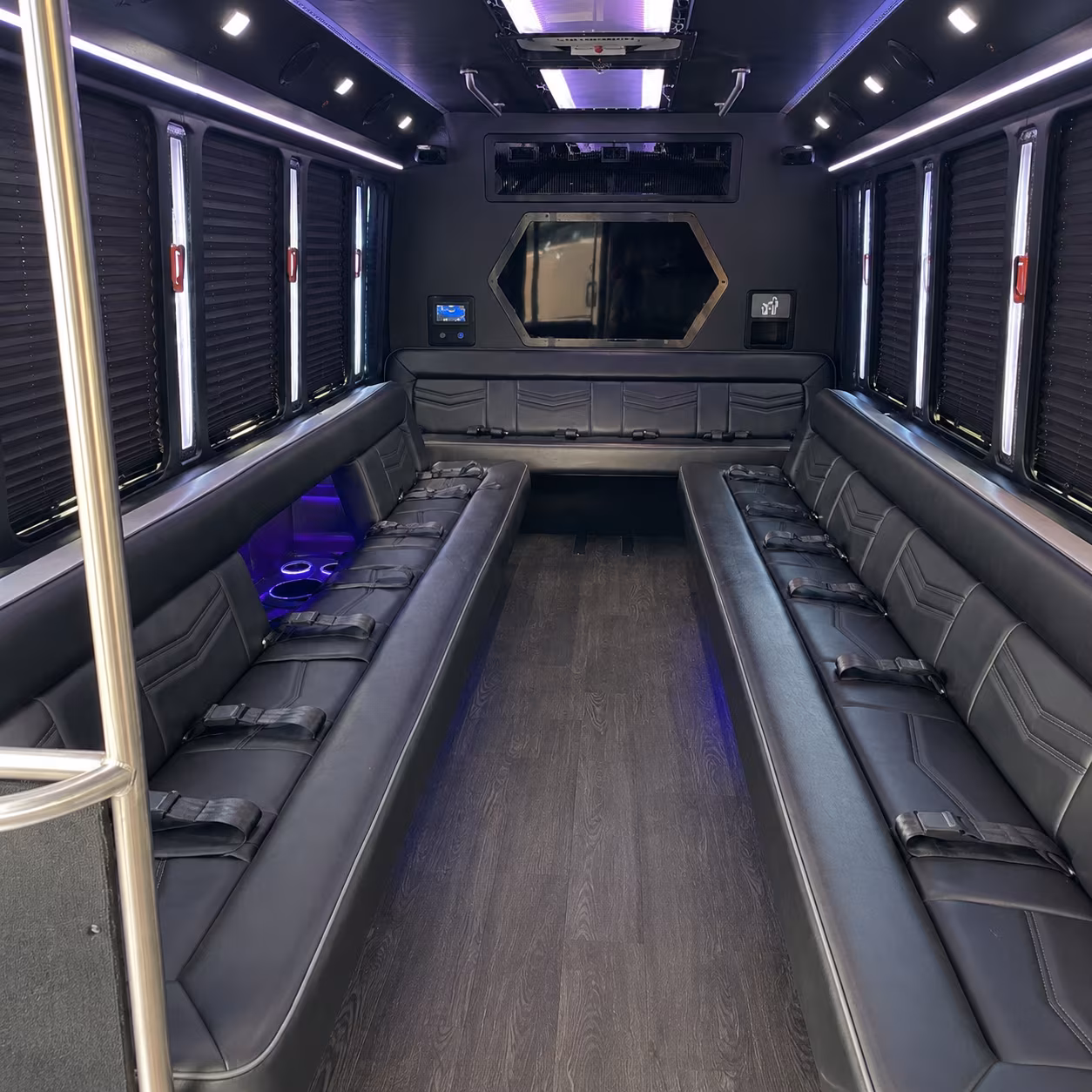 franklin 18 passenger party bus interior