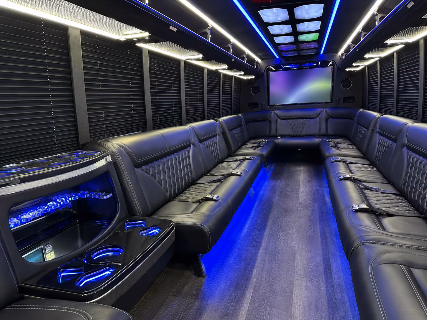 franklin 20 passenger party bus inside
