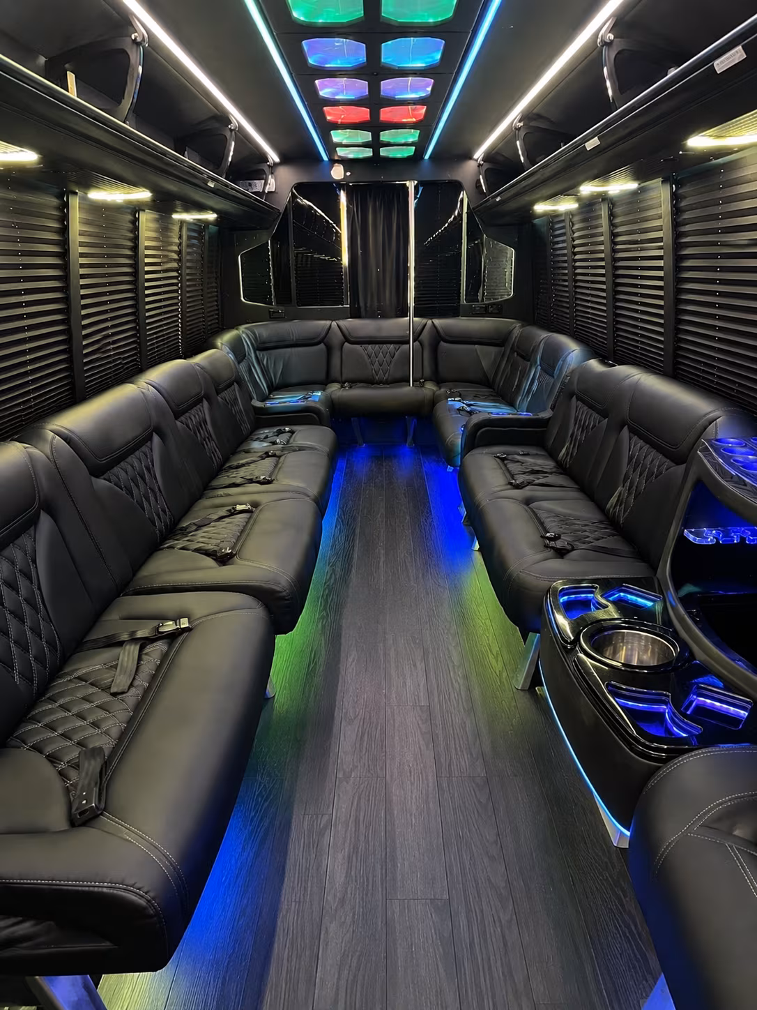 franklin 20 passenger party bus interior