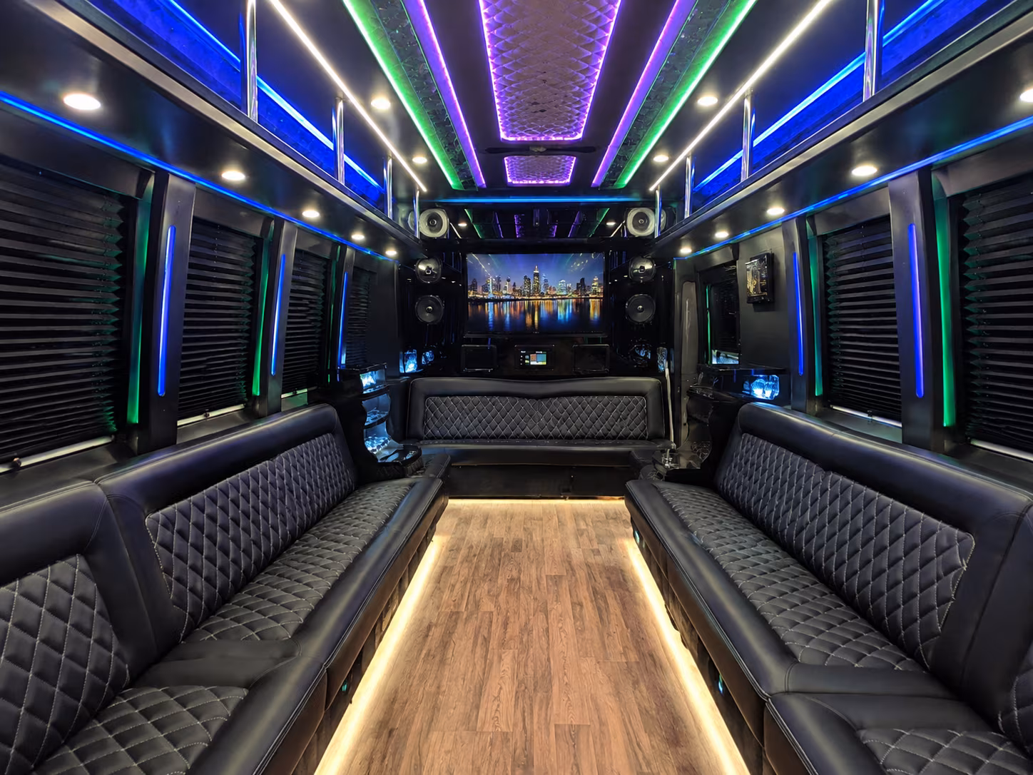 franklin 25 passenger party bus interior