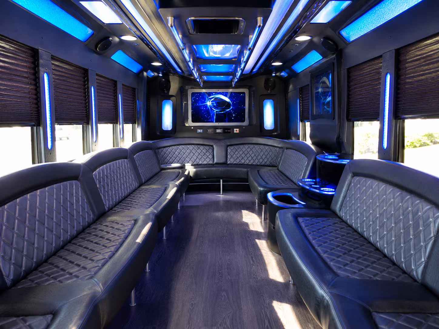 franklin 28 passenger party bus inside