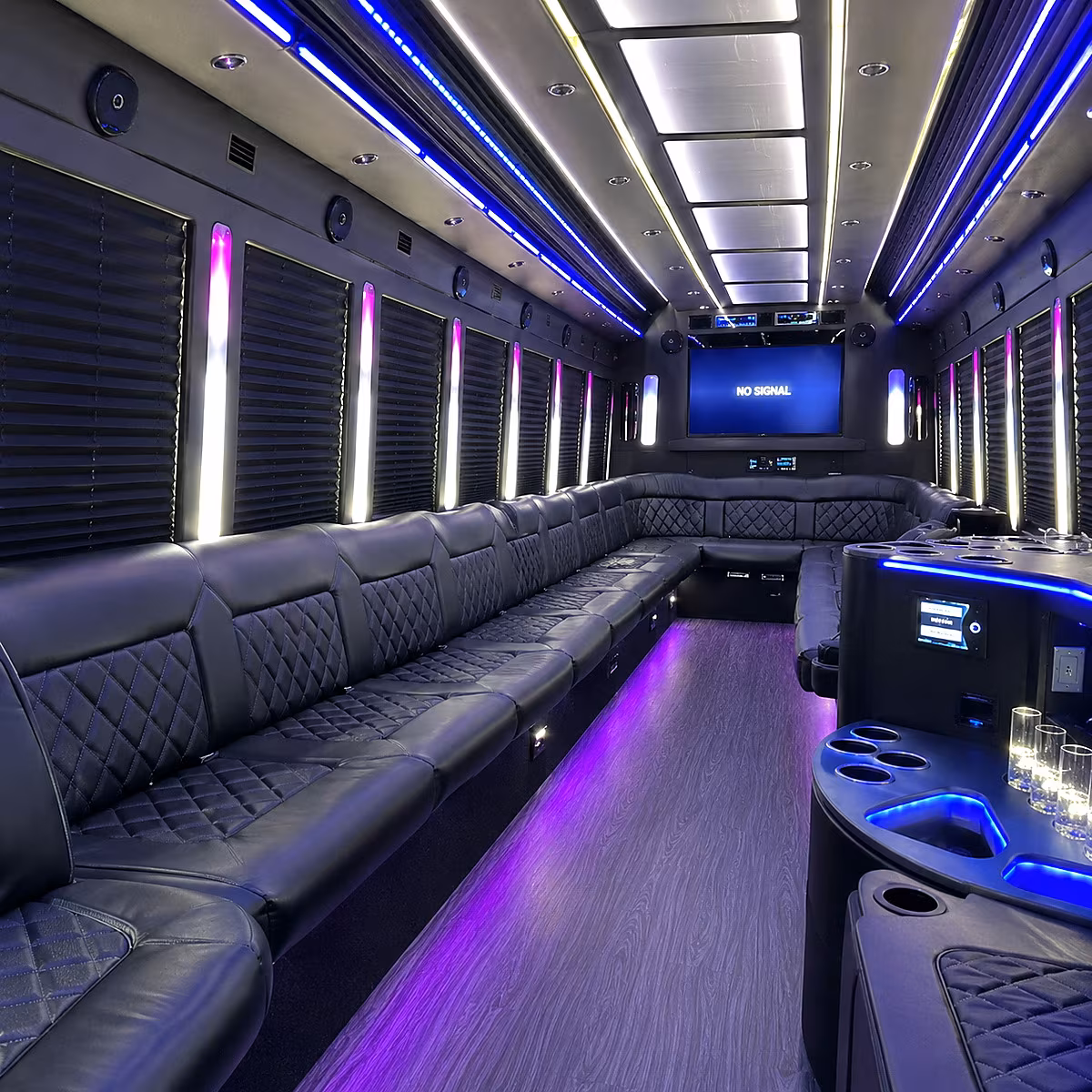 franklin 30 passenger party bus inside