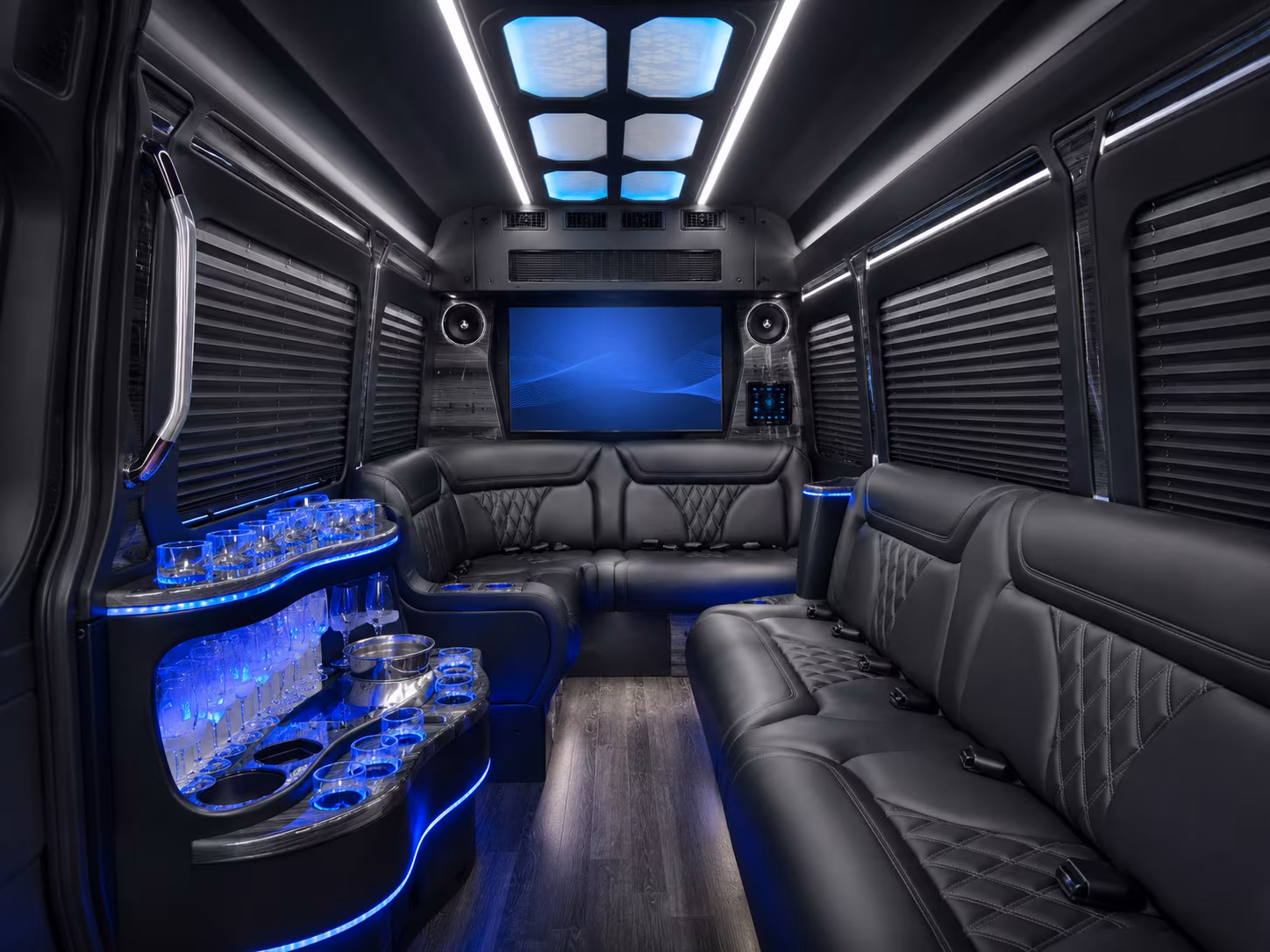 franklin 40 passenger party bus inside