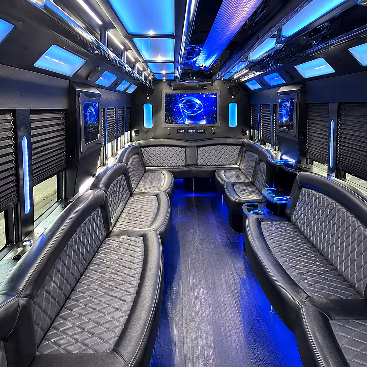 franklin 50 passenger party bus interior