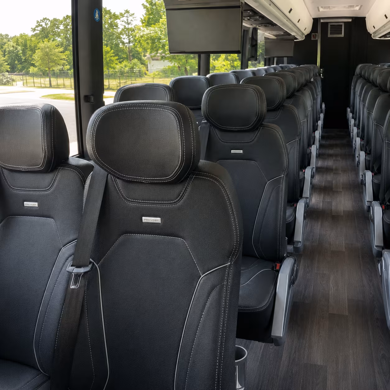 franklin 56 passenger charter bus inside