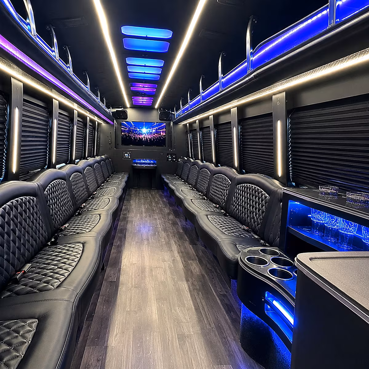 franklin party bus rental interior